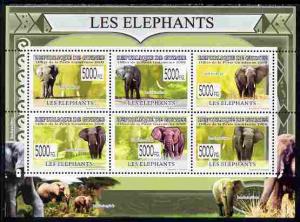 Guinea - Conakry 2009 Elephants perf sheetlet containing ...