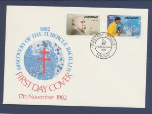 ZIMBABWE- Scott 456-457 on FDC - TB, Medicine, microscope - 1982