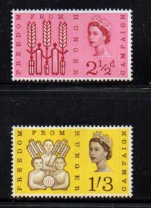 Great Britain Sc 390p-19 1963 Freedom from Hunger Phosphor stamp set mint NH