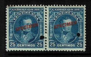 Venezuela 1904 25c deep ultra Specimen, Mint Never Hinged, pair, see note -S1422