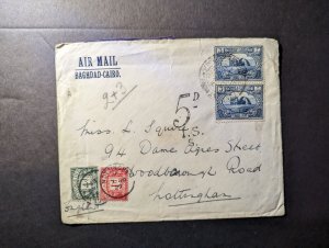 1927 Iraq Airmail Cover Baghdad to Nottingham England via Cairo Egypt