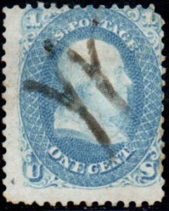 US #63 F/VF, FANCY DOUBLE Y cancel, bold color, Super Nice Stamp!