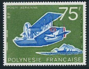 Fr Polynesia C113,MNH.M 193. Tahitian Aviation,50,1975.Tourville hydroplane.