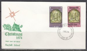 Norfolk Island Scott 179-80 FDC - 1974 Christmas Issue