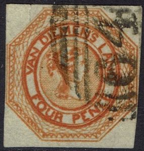 TASMANIA 1853 QV COURIER 4D 2ND STATE OF PLATE USED