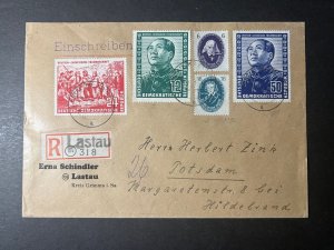 1951 Registered Germany DDR Lastau to Potsdam Mao Zedong Stamp Set