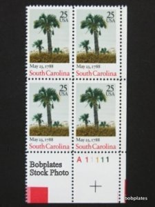 BOBPLATES #2343 South Carolina Plate Block MNH ~ See Details for #s/Pos