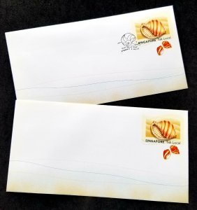 Singapore Seashell 2007 Marine Life Shell FDC (postage prepaid envelope pair MNH