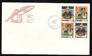 Canada-Sc#695-6-stamps on FDC-block of 4-Canadian Authors-1976-