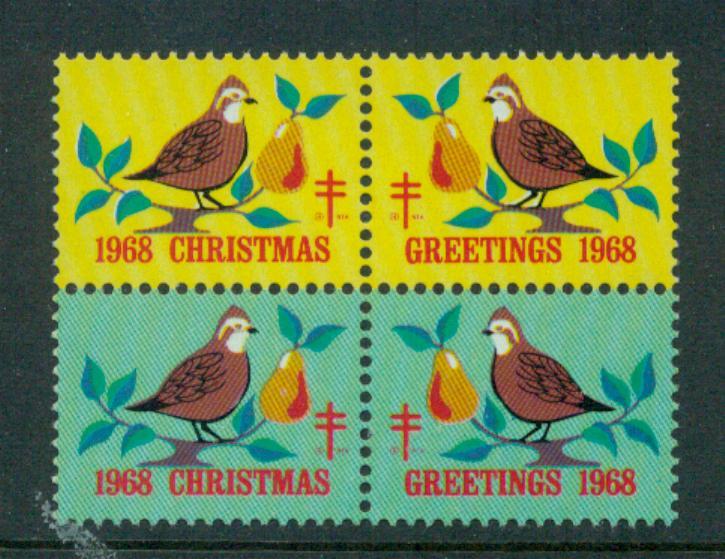 U.S. Scott WX233 MNH Block of 4 1968 Christmas Seals