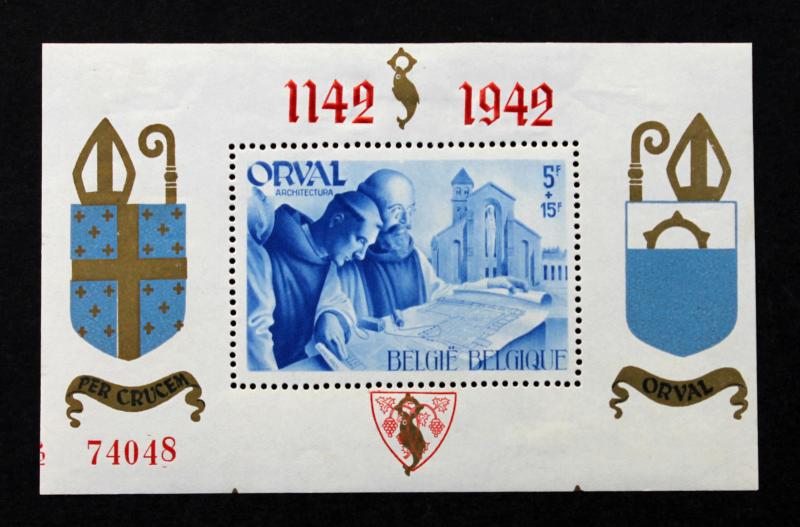 Belgium Souvenir Sheet Sc# B303 MH 1942 Orval Abbey Private Printing