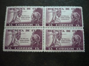 Stamps - Cuba - Scott# 375-379 - Mint Hinged Set of 5 Stamps in Blocks of 4