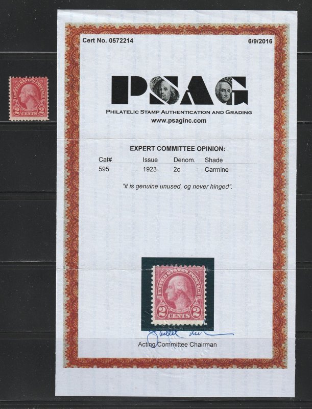 United States 595 With PSAG Certificate MNH George Washington