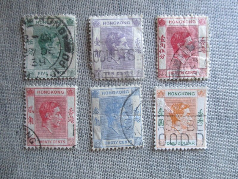 Hong Kong, Scott# 157, 158, 159, 159B, 161B, 163B, used