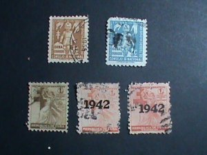 ​CUBA-1942 5 OVER 75 YEARS OLD CUBA FAMOUS USED STAMPS-SET-VERY FINE