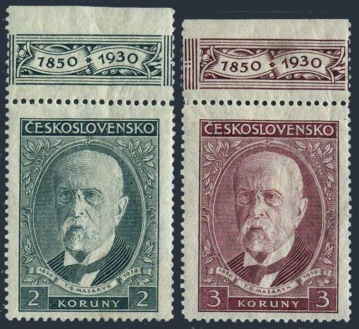 Czechoslovakia 175-176-tab,MNH.Mi 299-300. President Masaryk,80th birthday.1930.