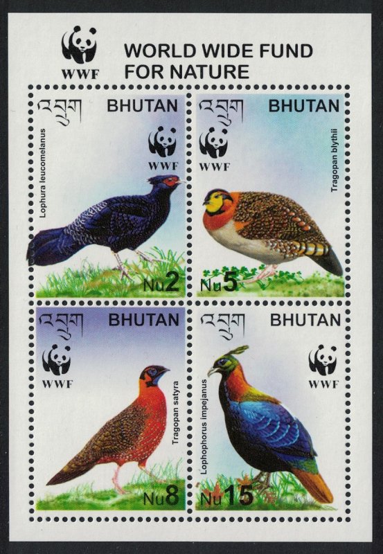 Bhutan WWF Tragopan Pheasant Endangered Birds MS SG#MS1738