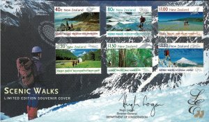 New Zealand 1999 Scenic Walks  Limited Edition  FDC