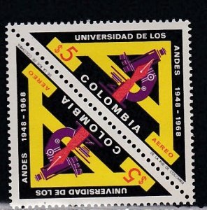 Colombia # C512, Microscope & Pen, Triangle Pair, Mint NH