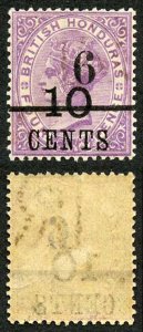 British Honduras SG43var 6c on 10c on 4d in Black wmk Letter R M/M