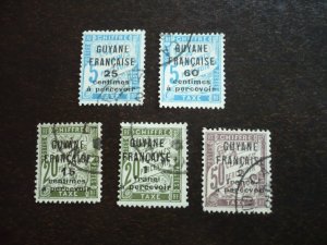 Stamps - French Guiana - Scott# J6,J7,J10-J12 - Used Part Set of 5 Stamps