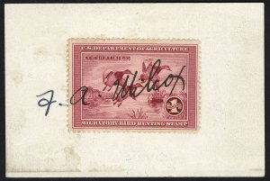 United States, Duck Hunting #RW2, 1935 $1 Canvasback, affixed by manuscript s...