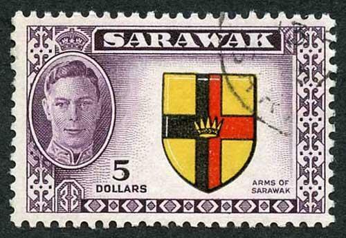 Sarawak SG185 KGVI 5 Dollars Fine used