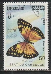 1989 Cambodia - Sc 999 - used VF - 1 single - Butterflies