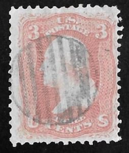 #65 3 cents SUPERB Large Grid Washington, Stamp used F