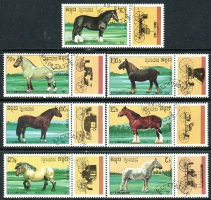 249 - Kampuchea 1989 - Horses - Used Set