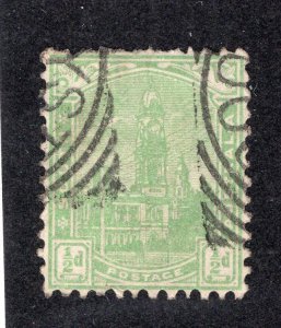 South Australia 1904 1/2p yellow green, Scott 132 used, value = $2.75