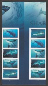 US 5223-5227 5227a Sharks forever vert gutter block (10 stamps) MNH 2017