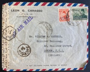 1953 Alexandria Egypt Commercial  Airmail Cover To London England