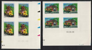 Fr. Polynesia Scooter Bus Tour d'Ile 2v Corner Blocks of 4 Date 2008 MNH