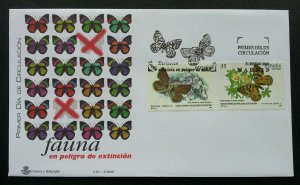 *FREE SHIP Spain Butterflies 2000 Insect Butterfly Flower Flora Fauna (FDC)