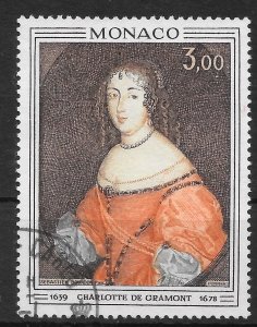 MONACO SG1006 1970 3f PRINCESS CHARLOTTE DE GRAMONT PAINTING USED