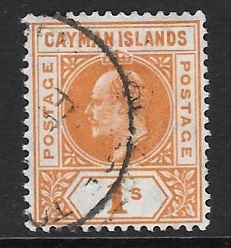 CAYMAN ISLANDS SG12 1905 1/- ORANGE FINE USED