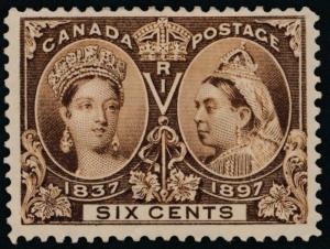 Canada 55 Mint F-VF, Hinged 6c Jubilee