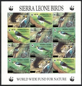 Sierra Leone Birds WWF Picathartes Imperf Sheetlet Ovpt RARR 1994 MNH