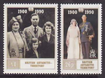 British Antarctic Territory-Sc#170-1- id7-unused NH set-Queen Mother-Birthday-