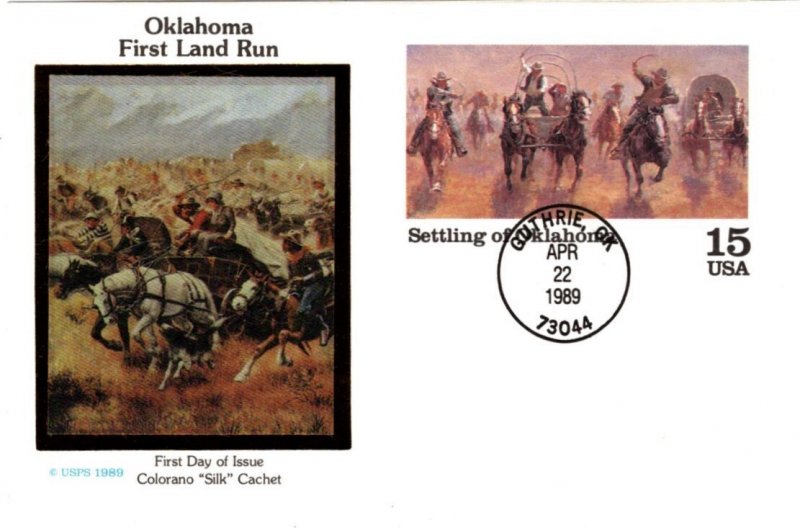 #UX130 Settling of Oklahoma FDC  (Colorano Silk)