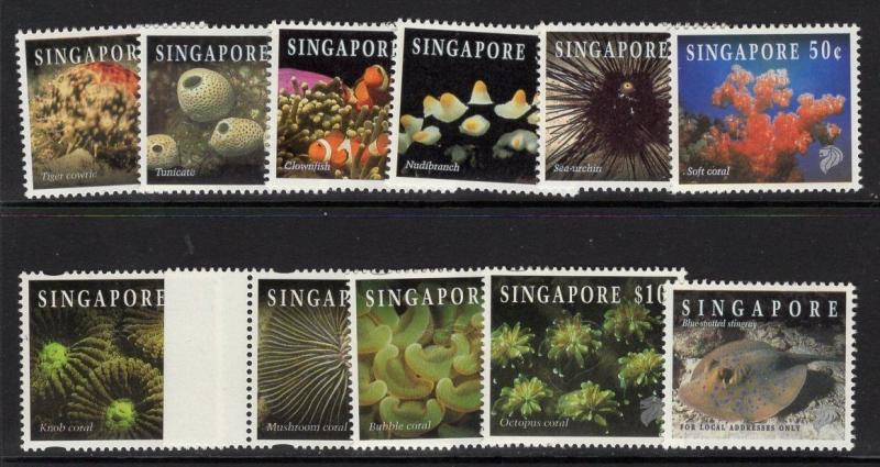 SINGAPORE SG753a/j + 785c 1996-7 REEF LIFE MNH