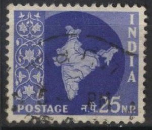 India 285 (used) 25np map of India, ultra (1957)