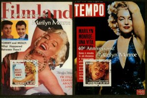 BENIN 2003 Marilyn Monroe 40th Ann Souvenir Sheets Set of 10 Different Cancelled