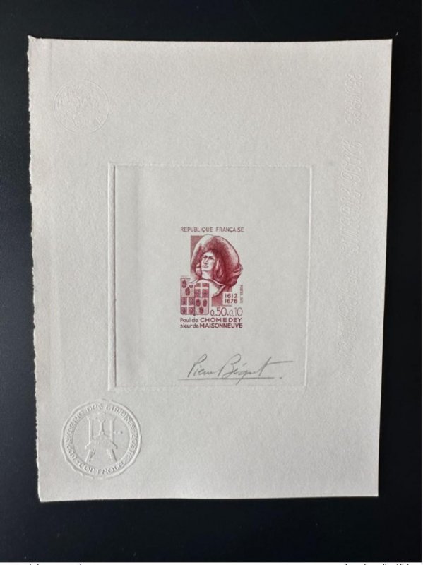 France 1972 YT 1706 Artist proof Paul Chomedey Maisonneuve red