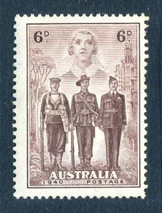 Australia 1940 Imperial Forces. 6d brown purple. Mint Hinged. SG199.