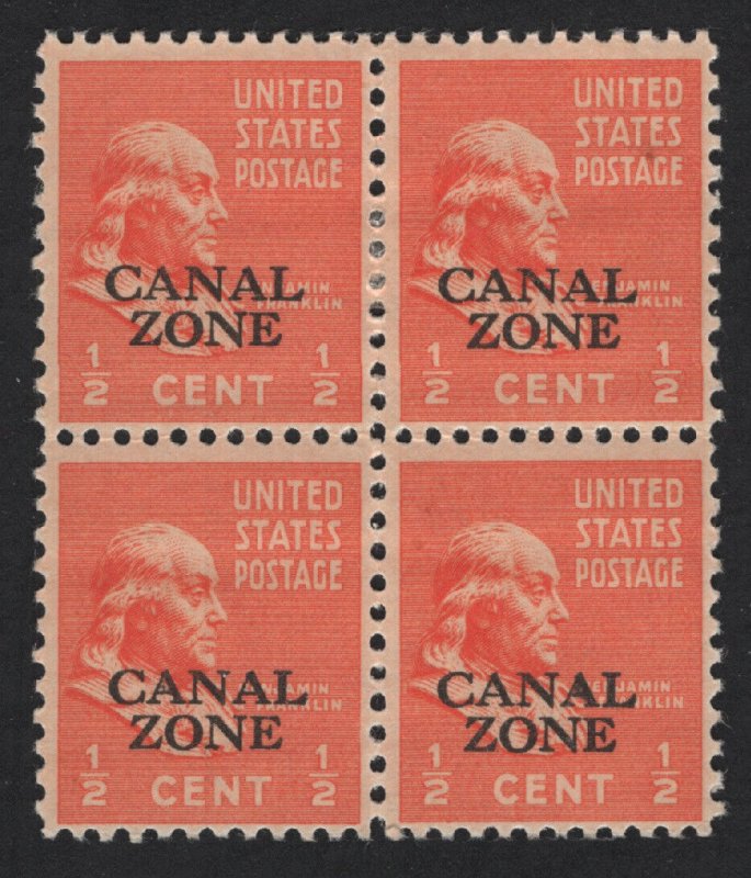 United States MINT Scott Number 118 BLOCK OF 4 CANAL ZONE MH   VF - BARNEYS