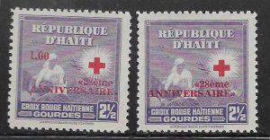 HAITI 456-457 MINT NEVER HINGED CROSS IN ROSE (28TH ANNIV OF HAITI RED CROSS)