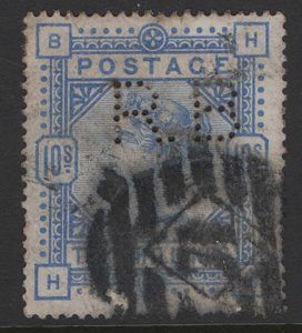 GB 1883 10s ultramarine sg183 gu perfin initials RB