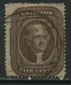 United States 1859 5 cents Type 4 used with a very slight crease 